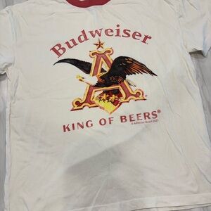 Budweiser White Tee with Red and Gold Design